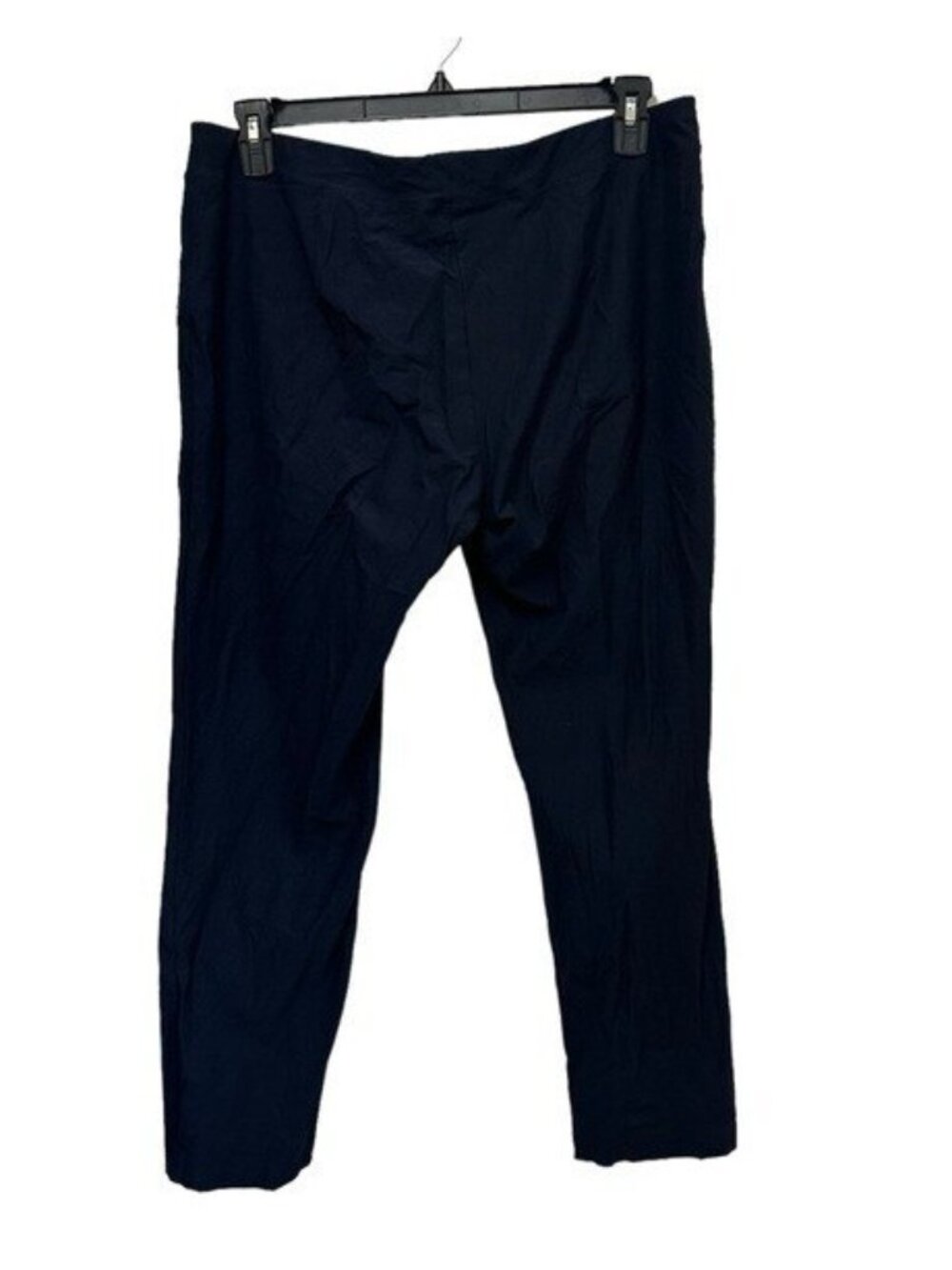 Eileen Fisher Washable Stretch Crepe Pants L Navy Blue Slim Ankle Pull On P0696M